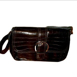 Dark Brown Animal Texture Print Purse